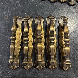 Set of 5 (10 pc) vintage Amerock brass/ bronze carriage house handles hardware